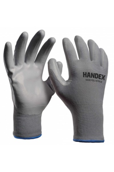 Luva Hand Poli Nitrilo NBR Cinza - Handex (M)